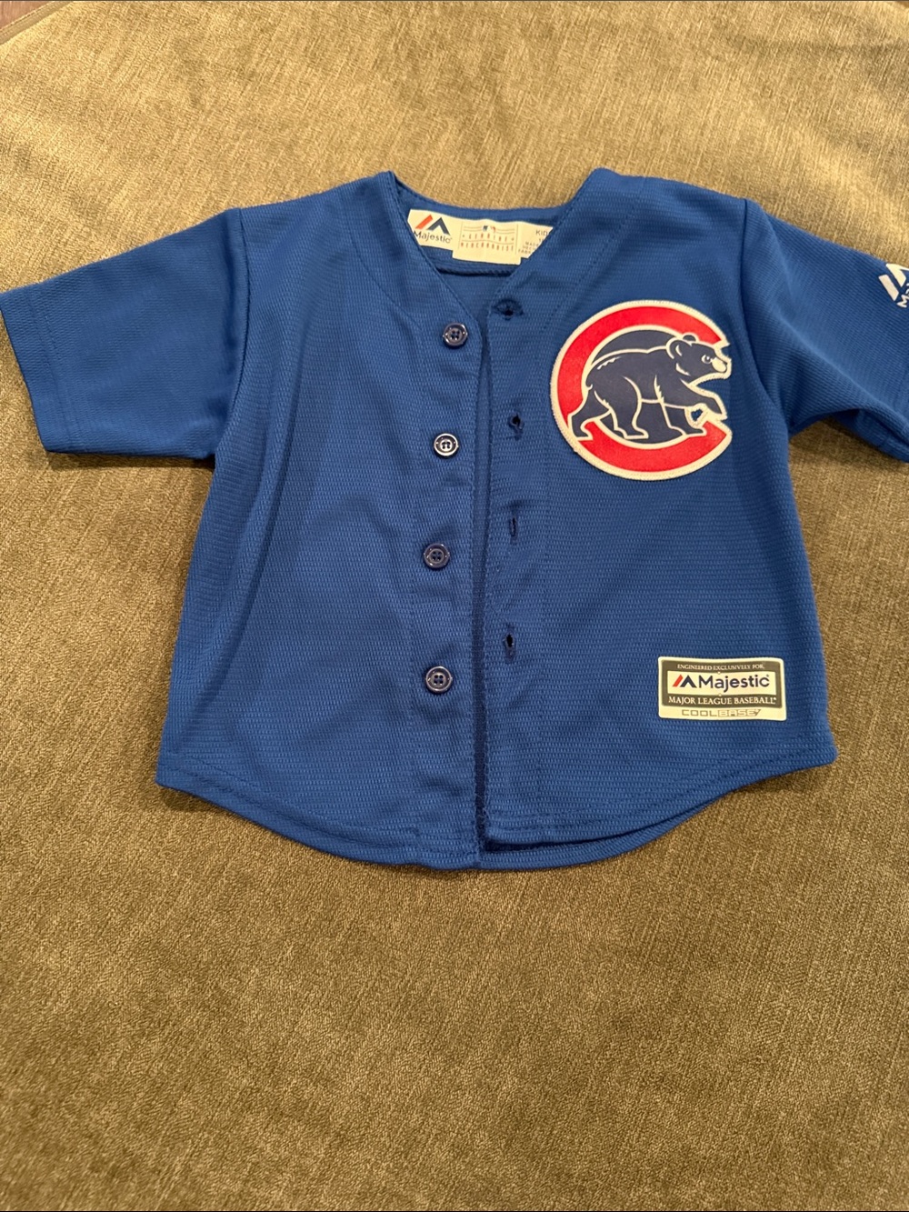 Majestic Blue Chicago Cubs Kids Baseball Jersey with Team Patch